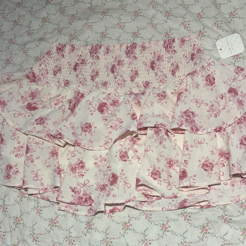 Altar'd State Pink Floral Mini Skort